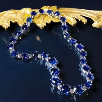 60ctw Gradient Size Cushion Cut Blue Sapphire Statement Necklace