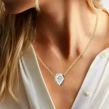 3ct Pear Cut White Sapphire Bezel Pendant Necklace