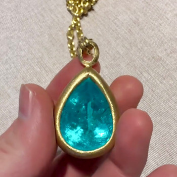 20ct Pear-shaped Paraiba Matte Pendant Necklace