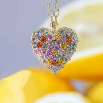 6ctw Multicolor Sapphire Rainbow Heart Pendant Necklace