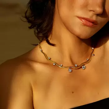 8ctw Round Cut Wave Modern Torque Necklace