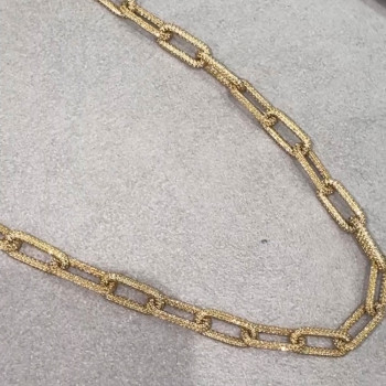 30ctw White Sapphire Paved Paperclip Chain Necklace