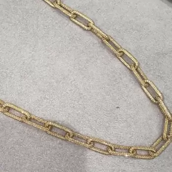 30ctw White Sapphire Paved Paperclip Chain Necklace