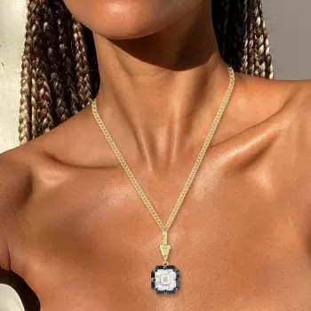 5.6ct Asscher Cut Two Tone Pendant Necklace