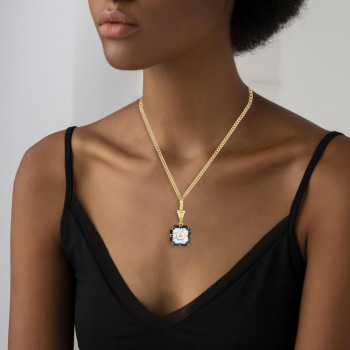 5.6ct Asscher Cut Two Tone Pendant Necklace