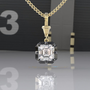 5.6ct Asscher Cut Two Tone Pendant Necklace