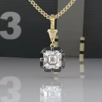 5.6ct Asscher Cut Two Tone Pendant Necklace