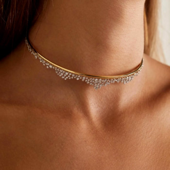 4ctw White Sapphire Clustered Choker Necklace