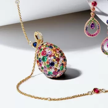 8ctw Multicolor Sapphire Paved Rainbow Egg Pendant Necklace