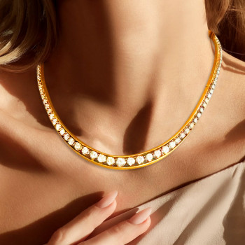 14ctw Round Cut Matte Vintage Collar Necklace