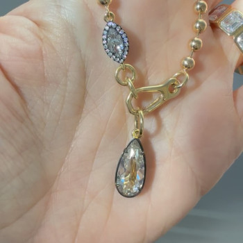 5.5ct Pear Cut White Sapphire Toi et Moi Bead Chain Necklace