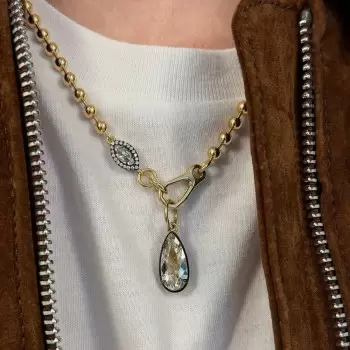 5.5ct Pear Cut White Sapphire Toi et Moi Bead Chain Necklace