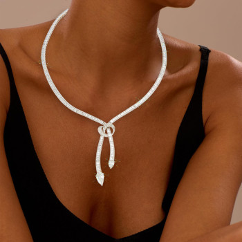 30ctw Pear and Baguette Cut White Sapphire Knot Necklace