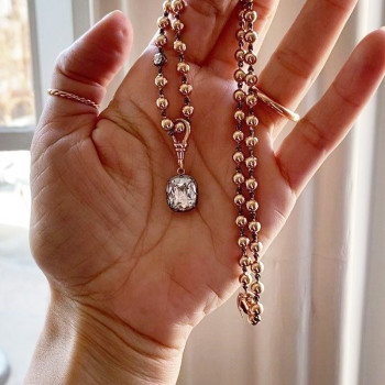 5ct Cuhsion Cut White Sapphire Ball Chain Necklace