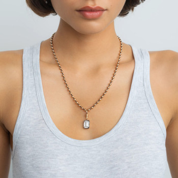 8ct Emerald Cut White Sapphire Ball Chain Necklace
