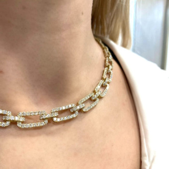 50ctw Multicolor Sapphire Paperclip Link Statement Necklace