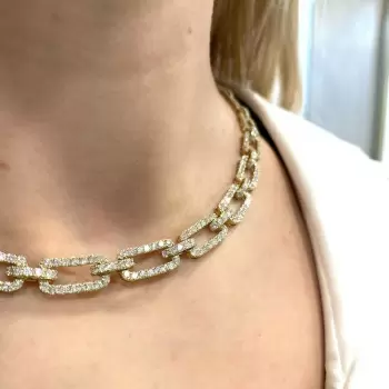 50ctw Multicolor Sapphire Paperclip Link Statement Necklace