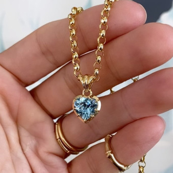 3ct Cushion Cut Aquamarine Pendant Necklace