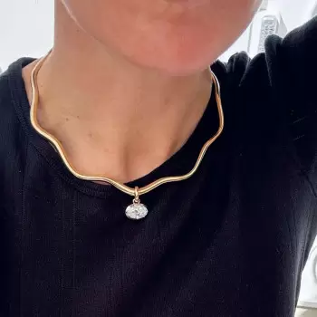 5.8ct Oval Cut White Sapphire Wavy Torque Necklace