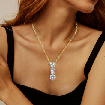 6ctw Multi-cut White Sapphire Simple Pendant Necklace