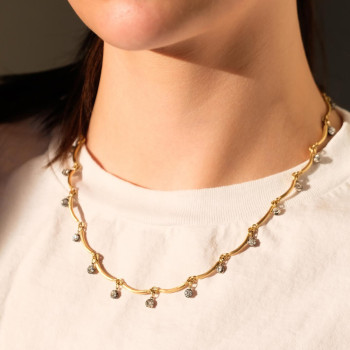 15ctw Round Cut Vintage Pendants Scallop Chain Necklace