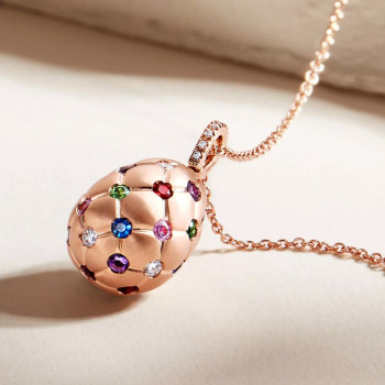 4ctw Round Cut Multicolor Sapphire Egg Pendant Necklace