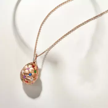 4ctw Round Cut Multicolor Sapphire Egg Pendant Necklace