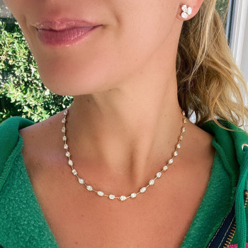 6ctw Mixed Shape Bezel Set White Sapphire Tennis Necklace