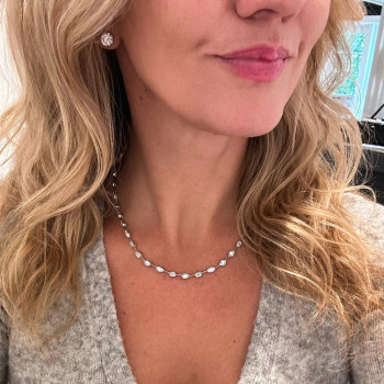 6ctw Mixed Shape Bezel Set White Sapphire Tennis Necklace