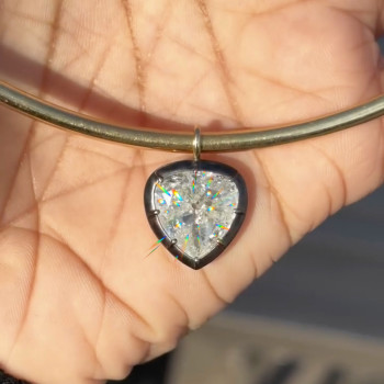 8ct Heart Cut Two Tone Pendant Torque Necklace