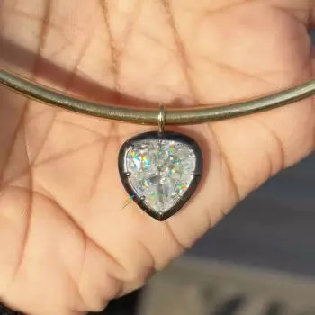8ct Heart Cut Two Tone Pendant Torque Necklace