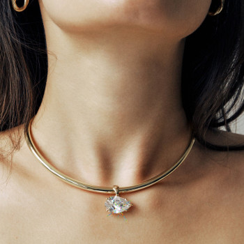 5.7ct East-west Pear Cut White Sapphire Torque Necklace