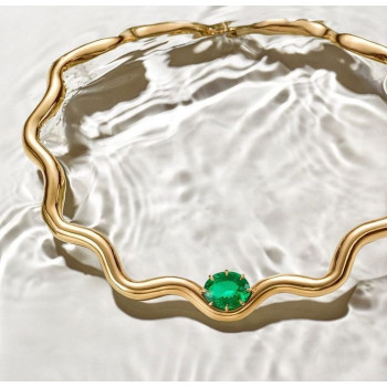 5ct Oval Cut Emerald Wavy Torque Necklace