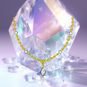2.5ct Marquise Cut Two Tone Bead Chain Necklace