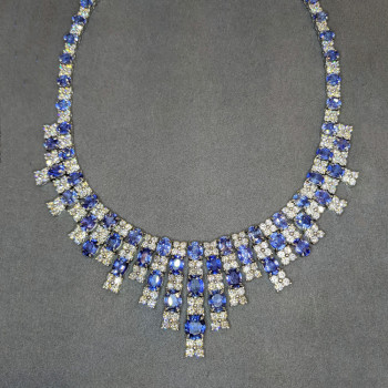 198ctw Oval Cut Blue Sapphire Luxury Statement Necklace