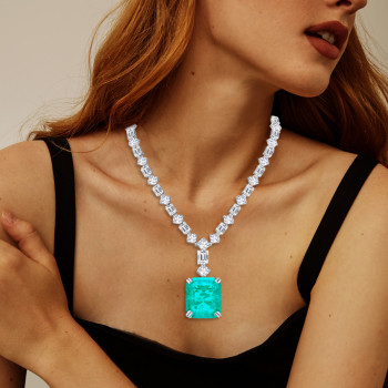 130ctw Huge Emerald and Asscher Cut Statement Necklace