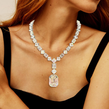130ctw Huge Emerald and Asscher Cut Statement Necklace