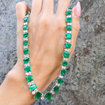 48ctw Gradient Size Emerald Cut Emerald Rivière Necklace