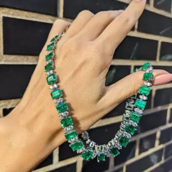 48ctw Gradient Size Emerald Cut Emerald Rivière Necklace