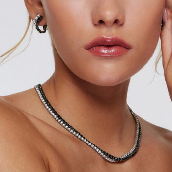 20ctw Round White and Black Sapphire Double-layer Tennis Necklace