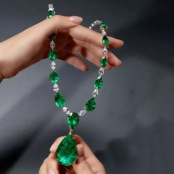 80ctw Pear Cut Emerald Classic Statement Necklace