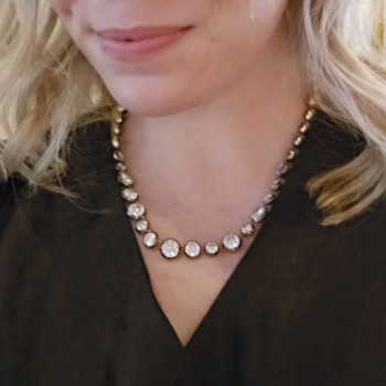 50ctw Round Cut Button Back Georgian style Rivière Necklace