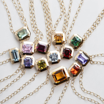 5ct Emerald/Asscher Cut Multicolor Sapphire Pendant Necklace