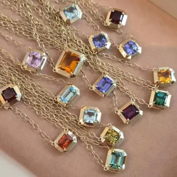 5ct Emerald/Asscher Cut Multicolor Sapphire Pendant Necklace