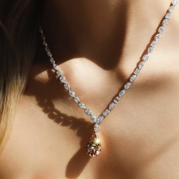 Multi-cut Chain 10ct Pear Cut Champagne Sapphire Necklace