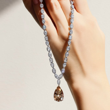 Multi-cut Chain 10ct Pear Cut Champagne Sapphire Necklace