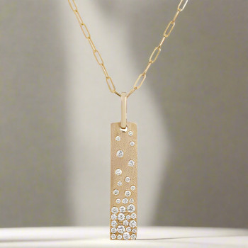 Flush Set Rainbow Sapphire Bar Pendant Necklace
