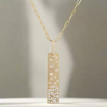 Flush Set Rainbow Sapphire Bar Pendant Necklace