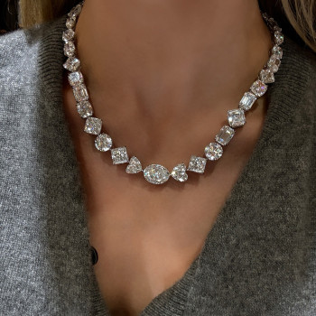 150ctw Multi-cut White Sapphire Statement Necklace