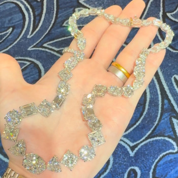 150ctw Multi-cut White Sapphire Statement Necklace